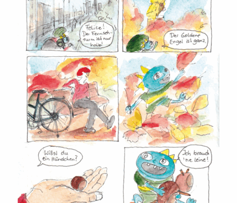 Menno und Felice fahren mit dem RAd durch das herbstliche Berlin