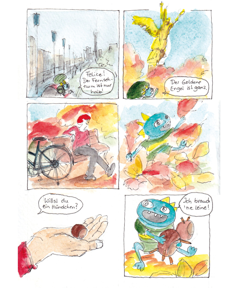 Menno und Felice fahren mit dem RAd durch das herbstliche Berlin