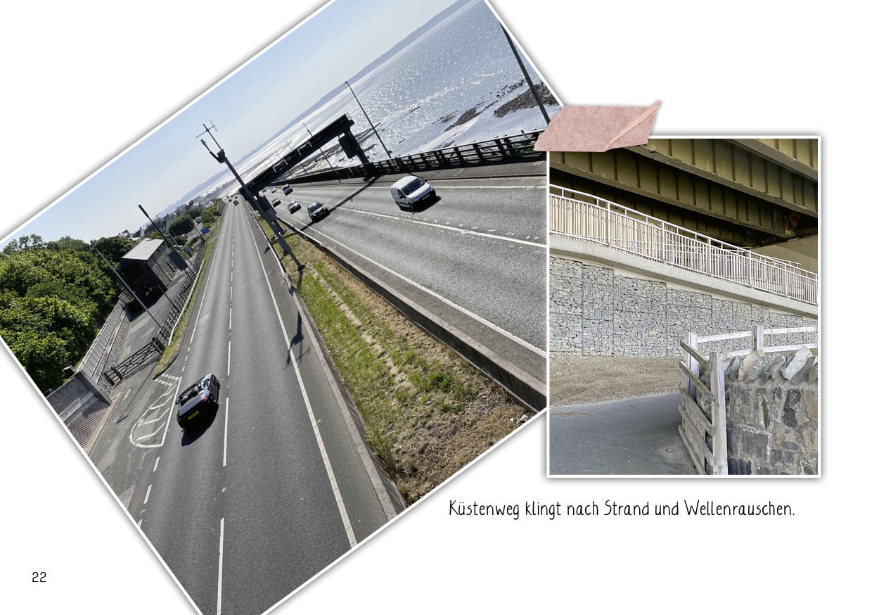 Drei wandern am Meer Comicseite Fotografische IMpressionen von Großer strasse am Meer