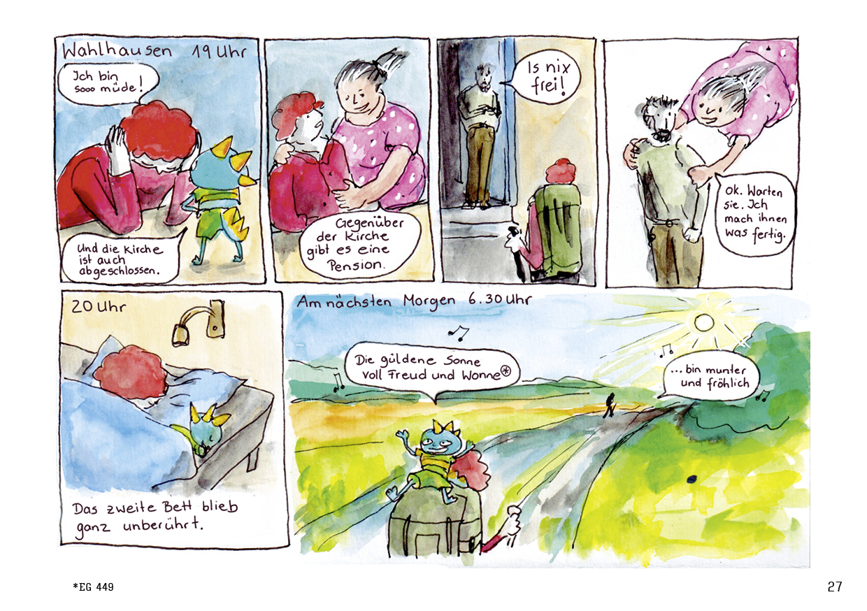 Pilgern in Bildern Comic Seite Die güldene Sonne