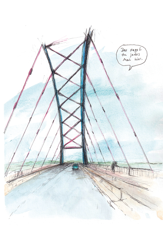 Dömitzer Brücke über die Elbe, Comic